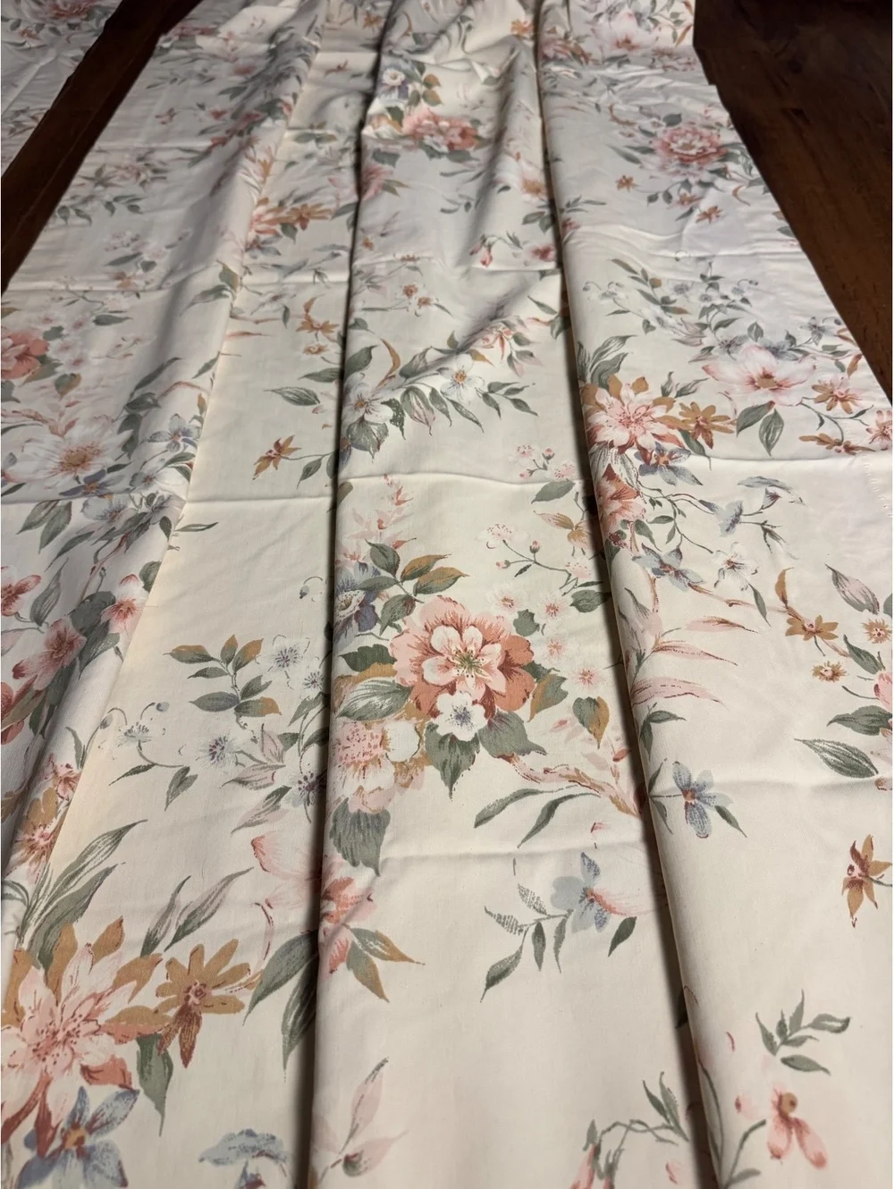 Vintage Burlington House Floral Pinch Pleat Curtain Panel 82 Long Cottage Drapes